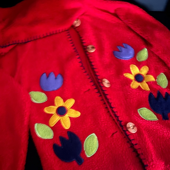 Vintage CC BATES Floral Flowers Sweater Sz M 5/6 Girls Kids Embroidered - Picture 1 of 6